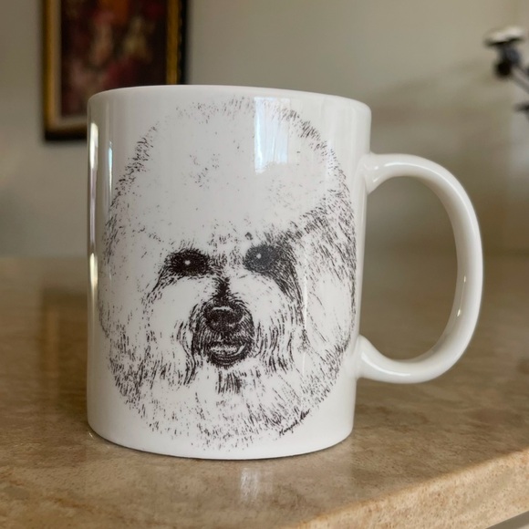 Source Unknown Other - PUP CUP / MUG: Bishon Frisé White Shiny Happy Face